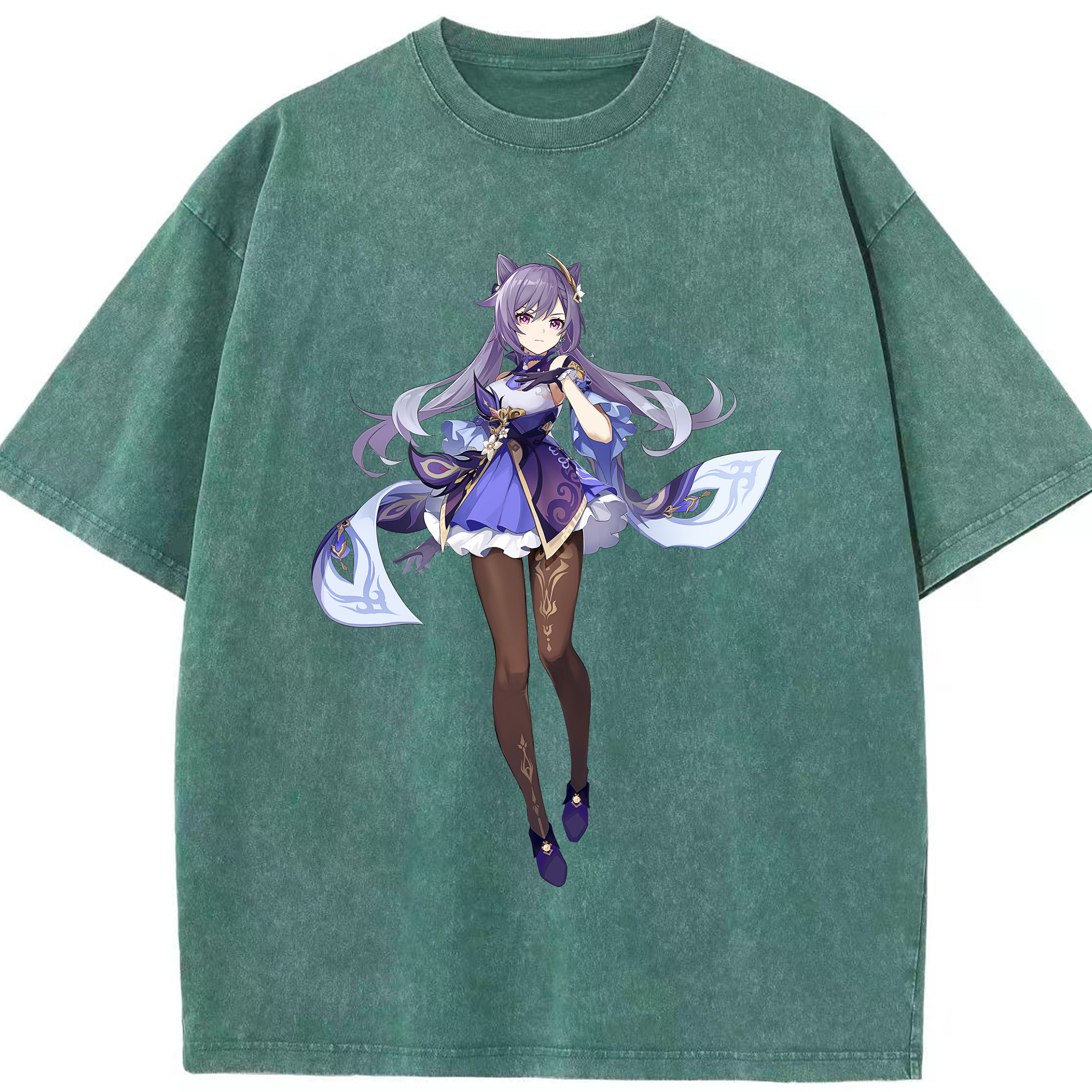 げんし神 刻晴 こくせい genshin Kokusei 綿100% ヴィンテージ風 半袖Tシャツ（フロントプリント）